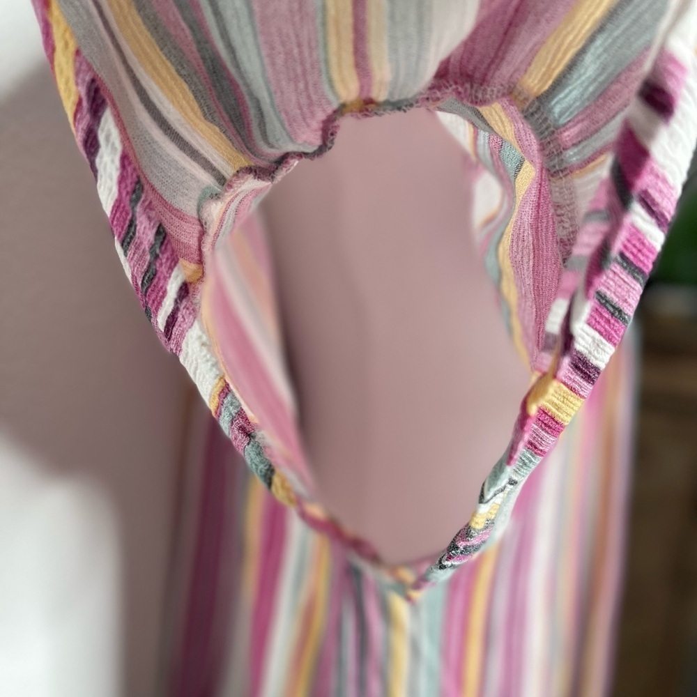 Kori Multicolor Striped Tunic Tassels Lightweight Summer Resort  Size Medium - Picture 9 of 15